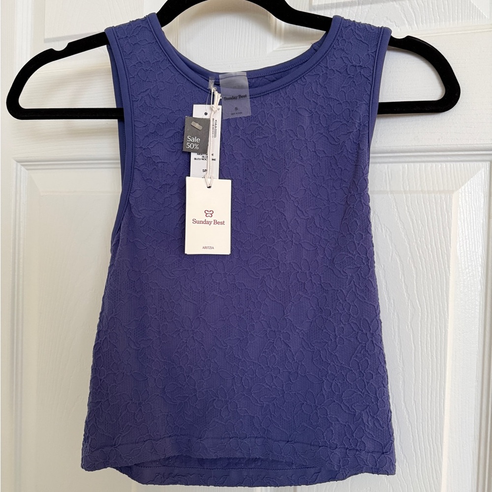 Aritzia Sunday Best Lace Tank Top - Blue